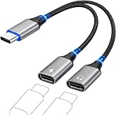2 in 1 Dual USB C Splitter, USB-C Audio and Charging Adapter, USB-C Jack Adapter, Support Headphone and Charging for iPhone 1