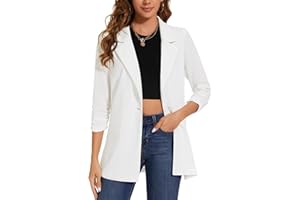 LADI TREND Womens Long Blazer Casual Long Sleeve Jacket Oversized One Button Coat Formal Suit