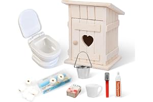 8 Stycken Miniatyr Toaletthus Tillbehör och Dekoration för Badrum Dockhus med Tomte Mini Solstol Liten Trädgård Strandkorg Mö