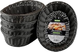 Kesper | Corbeille à pain et fruits, lot de 5, matériau: entièrement en plastique tressé, dimensions: 29,5 x 23 x 9,5 cm, couleur: gris | 1982615