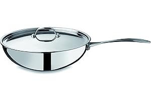 Mepra Glamour Stone Wok con Coperchio, 28 cm, Acciaio Inossidabile 18/10