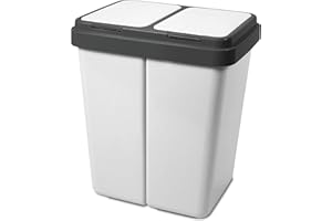 AP ALPFA GMBH Alpfa Müllbehälter 2 x 30 Liter Duo Bin Grau Granit Made In Europe Inkl. 2 Ersatzfedern