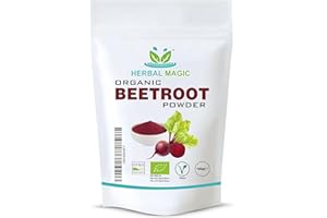 Herbal Magic's Organic Beet Root Powder - Sweet & Earthy - Ideal as a Natural Food Colour and Flavour to Tandoori Dishes,Cakes Free from Fillers & Preservatives - of&G UK Organic Certified 100g