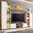 Meuble TV LED 180 Cm Gris Béton - Avec Rangements Et éclairage RGB, Support 70 Kg - 6