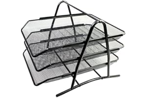 DFH CASA Portadocumenti porta documenti per ufficio in metallo da scrivania 3 vaschette ottima per fogli A4 58635