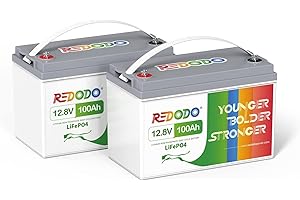 Redodo 12V 100Ah(2 Pack) Bateria Litio,Bateria LiFePO4 Incorporada en 100A BMS,hasta 15000 Ciclos y 10 Años de Vida, Autocaravana, Sistema Placa Solar, Barco Motor de Arrastre, ETC