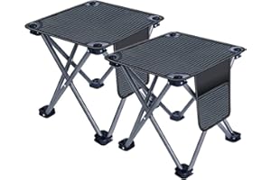 Ovyuzhen 2 pack Folding Stool Portable Support Up to 330 lbs, Mini Step Slacker Camping Chairs Outdoor, with Carry Bag for Fishing Traveling Hiking Beach Garden BBQ Picnic Travel (2, Black)