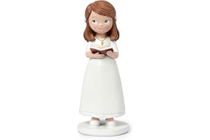 Mopec Y60 Figurine pour gâteau Communion Fille Robe Blanche et Bible 13 cm, Multicolore, Normale