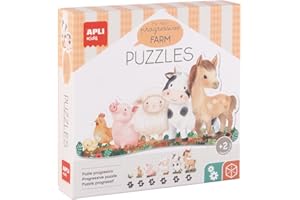 APLI Kids 20123 -My First Farm, 6 Puzzles progresivos con Piezas Grandes para Realizar un puzle Completo de 21 Piezas, Apto para niños a Partir de 2 años