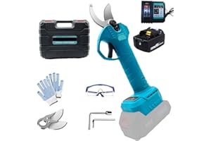 MAENGRE Akku Strauchschere, Arbeitssparende Astschere Ersatz Für Makita 18V, Akku BaumSchere Mit Insgesamt Zwei Scherenköpfen, Elektrische Astschere Für Gärten, Elektrische Gartenschere Mit 5.5Ah Batterie