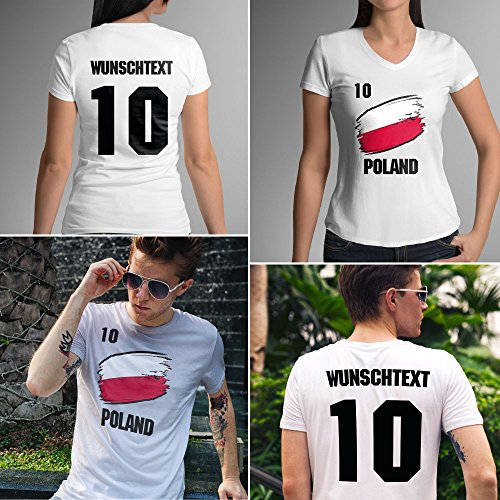 Poland | Polen | Männer oder Frauen Trikot T – Shirt mit Wunsch Nummer + Wunsch Name | WM 2018 T-Shirt