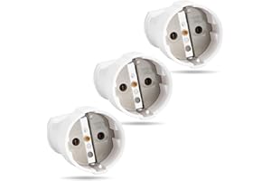 GLIROWY 3x Schuko Kupplung weiß mit Zugentlastung 16A Schukokupplung für Innenbereich Schukokupplungen 250V Kupplung Schuko Kabel Kupplung, PVC Schutzkontakt Kupplung 250V, 2-polig