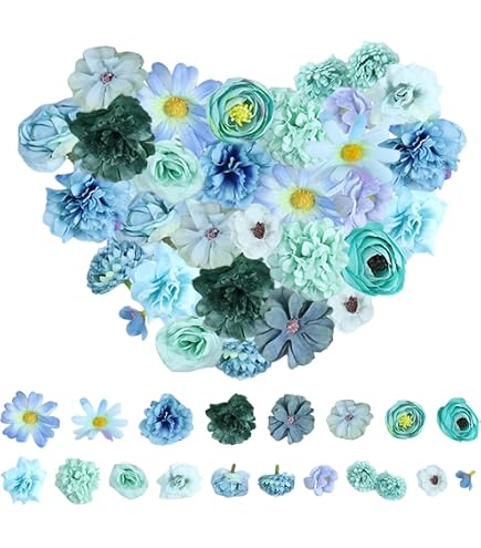 WiDream 60 Pezzi Fiore di Simulazione del Tessuto, Fiori Finti Fatti a