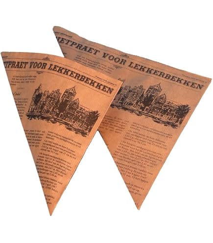 200 Stück Gefädelte Spitztüten Aus Pergament-Ersatz – Zeitungs-Design, 21 Cm, Fettdicht, Lebensmittelecht, Ideal Für Snacks, Pommes & Co.