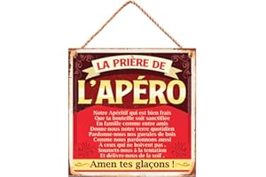 VORAGA Rétro Targa Decorativa in Metallo, 20 x 20 cm, Motivo: LA PRIERE DE L'APERO