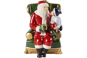 Villeroy & Boch Christmas Toys Santa auf Sessel, dekorative Weihnachtsmann-Figur aus Hartporzellan, bunt