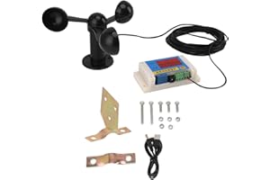 BAOFUYA Anemometro, Anemometro per Gru a Torre a 3 Pale USB 5V Dispositivo di Allarme per velocità del Ad Alta Precisione Anemometro con Funzione di Memoria per Interruzione di