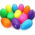 BrainGiggles Plastic Easter Eggs – Set of 12 Empty Easter Egg Shells, Bright Colored Fillable Eggs for Easter Egg Hunts, Easter Decoration, Basket Stuffers, Party Favors, Candy & Toy Filling