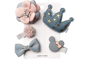 NOVAGO Lot de Barrettes pinces à cheveux fantaisie décoratives pour séance photo réussie de votre enfant bébé ou jeune fille (5 Pcs, Bleu 2)