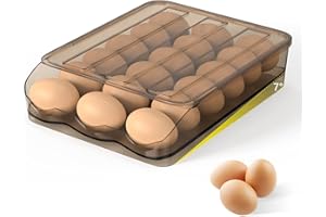 CSPone Eierbox Eierbehälter für Kühlschrank 18 Eier Aufbewahrungsbox Automatisch Weiterleiten Braun