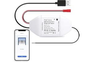 Meross Urządzenie do otwierania drzwi garażowych połączone z Wi-Fi, inteligentny pilot do drzwi zgodny z Alexą, Asystentem Google i SmartThings, zdalne sterowanie, sterowanie głosowe i funkcja czasu