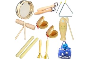 Johgee Musikinstrumente Set für Kinder, Kinderspielzeug ab 3 Jahre, Holz Percussion Set Schlagzeug Schlagwerk Rhythm Toys Musik Kinderspielzeug