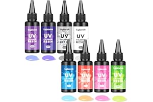 LIGHTWISH Resina UV colorata, kit in resina UV a 8 colori, resina epossidica ad asciugatura rapida, per artigianato, creazione di gioielli, colata e rivestimento, artigianato fai da te (50 g)