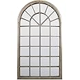 MirrorOutlet GMA011 Large New Rustic Multi Panelled Arched Window Garden Outdoor Mirror 4ft3 x 2ft6, Sandstone