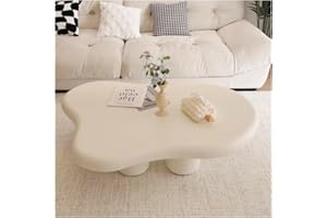 SINBINTA Cremeweißer Wolkenförmiger Couchtisch für Wohnzimmer, Modern Mit 3 Beinen, Minimalistischer Beistelltisch für Innenbereich, Büro, Schlafzimmer
