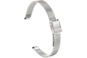 sourcing map Stainless Steel Mesh Watch Band Quick Release Adjustable Metal Replacement Watch Strap for Men and Women