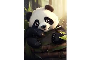 XIANGPICA Pintura Diamantes 5D DIY Kit Completo,panda bambú Bordado en Punto Cruz,Diamantes Imitación Cristal,Cuadros Artísticos en Lienzo,Pintura por Números para Adultos Niños Decoración Hogar