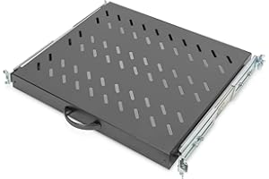 DIGITUS Professional - Baldas extraíbles para armarios de 483 mm (19") - DN-19 TRAY-2-600-SW - Accesorio delantero y trasero, carga 25 kg, desde 600 mm profundidad, 1 unidades de altura, color negro