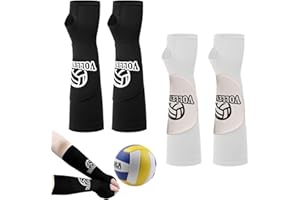 WOKICOR 2 Paire Volleyball Compression Bras Coudières Bras Manchon Avant-bras Accessoires pour l'entraînement de Volleyball Sports Avant-bras Manches Etagères de Protection et Trou de Pouce