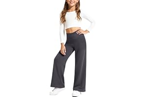 G4Free EverGoing Girls Wide Leg Trousers with Pockets High Waist Soft Stretchy Active Yoga Pants for Teens 6-16 Years
