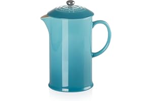 Le Creuset Kamionka Cafetière francuska prasa z tłokiem ze stali nierdzewnej, 1 l, nadaje się do 3-4 kubków, turkusowa, 9102820049000