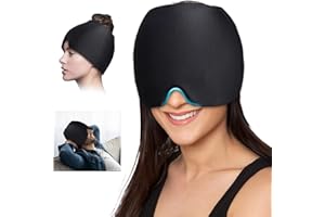 PROCIV Migraine Relief Cap, Upgraded 8MM Double Gel Headache Relief Cap Migraine Ice Head Wrap, Cold &Hot Compress Headache Relief Hat Migraine Cap for Tension Headaches,Migraine, Sinus, Puffy Eyes