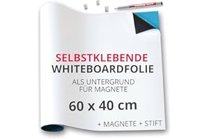 ‎MAGSTICK Magstick Ferrofolie Whiteboard-Folie selbstklebend I 60 x 40 cm I flexibel beschreibbar abwischbar I Haftgrund für Magnete I in weiß I mag099