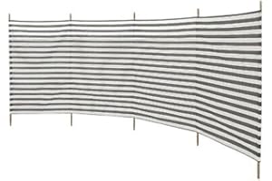 FAHAAM 5 Pole Windbreaker Holiday Camping Beach Sun Shade 4 Section Grey Long Windbreak