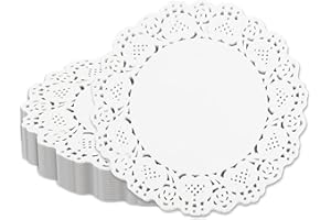 Vin Beauty 150 Piece White Lace Paper Doilies - 5.5 Inch Round, Disposable, Perfect for Buffet, Cake, Fried Food, Party, Christmas, Wedding Tableware Decoration