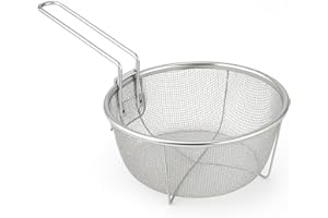 Space Home - Frisierkorb mit Klappbarem Griff und Haken für die Pfanne - Runder Fritteusekorb - Edelstahl - 23 cm