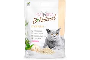 CAT&RINA BeNatural, Arena de Tofu para Gatos, Aglomerante, Vegetal y Ecológica. hasta 30 Días de Uso. Desechable en el Orgánico o el Inodoro | Fragancia : Clásica, Formato 5,5 L