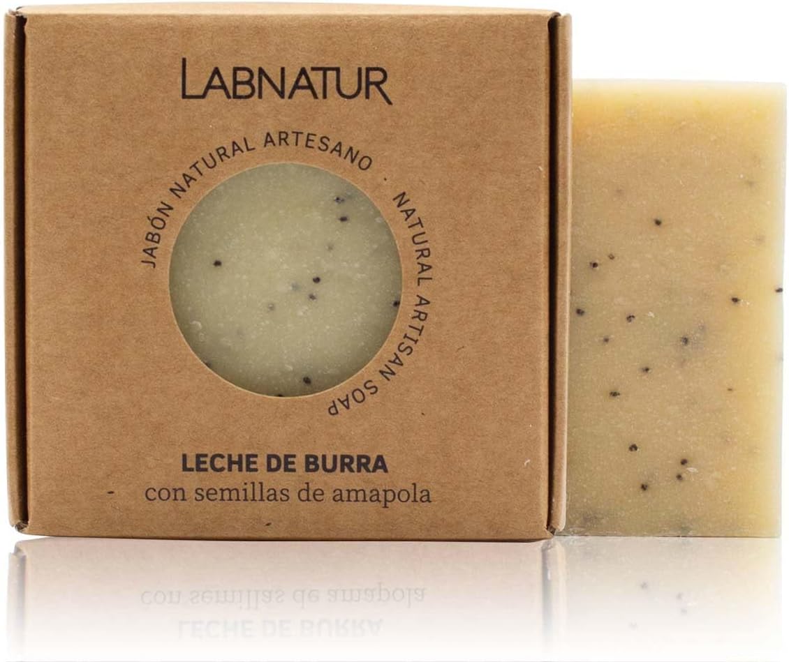 Labnatur Jabón Natural Leche de Burra Artesanal - Hidratante y Antiarrugas - Con Aceites de Oliva y Coco - Para Piel Seca y Deshidratada - Sin Aceite de Palma - Fabricado en España - 100 g