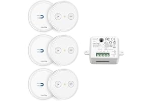 Paio Interruttore per Luce Senza Fili, LoraTap 3pz Interruttori Remoto con Base Magnetica 1 Ricevitore a Relè 2500W, Telecomando 200m 230V, On/Off Switch Wireless per Lampade e Apparecchi Elettrici