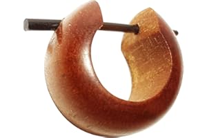 CHICNET Chic-Net - Orecchini a cerchio da donna, in legno e corno, in diversi legni