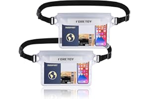 FORETOY Pochette Etanche 2Pcs, Sac Etanche avec Sangle Réglable, Pochette Étanche Impermeable 100% Super Léger Protège Telephone Portable Plage Accessoire pour Nage Pêche Kayak Natation Rafting Surf