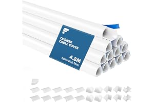 shinfly 4,8 m hörnkabelskydd, vit kabelskydd, 20 mm x 10,5 mm | Fyrkantig rund trunking, självhäftande trunking för elektrisk