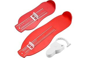 HEUSKAY 3 Pcs UK/EU Foot Measure Device,Red Professional Foot Sizer Tool Child/Adult 18-47 Shoe Gauge Kit with Tape Measure (Red)