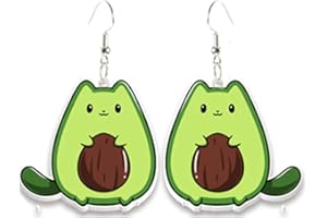 CROWNOFRIBBONS Avocado Earrings, Fun Novelty Dangle Jewellery in a Gift Bag