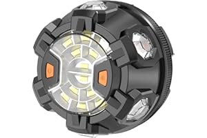 POWERLANTZ Car LED light Road Flares, Vehicle Emergency Breakdown Kit, with 8 Amber Flashing modes,Warning Signal beacon disc for safety with 1.5km 360 degree visibility plus magnetic base and hook attachment