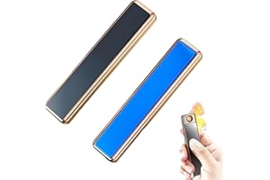 YODAOLI Windproof USB Arc Lighter, Slim Profile Coil Lighter, USB Arc Lighter Rechargeable, Dual Arc Lighter Plasma Flameless, USB Rechargeable Lighter, Windproof Flameless Lighter (Black+Blue)